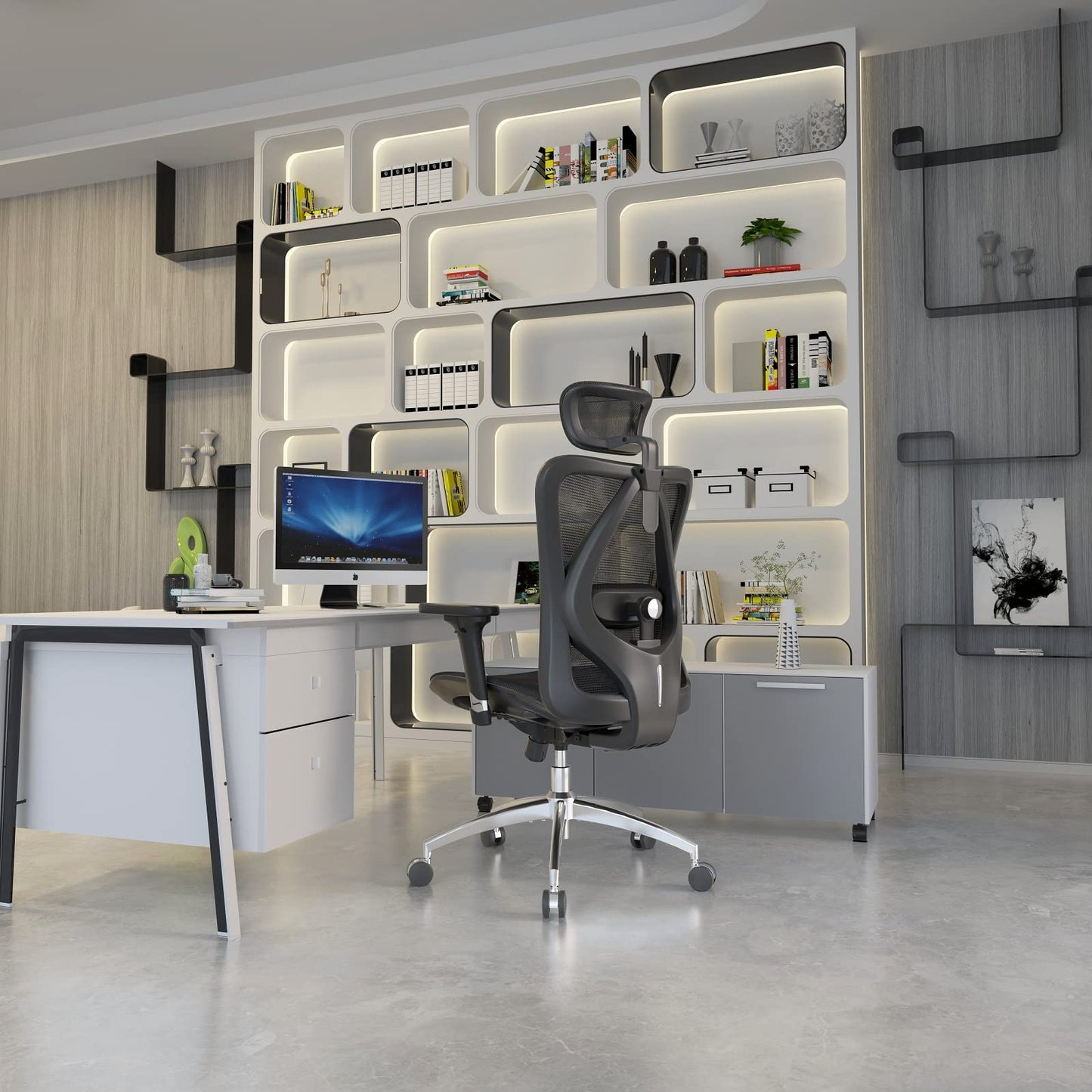 Ergonomic Mesh Office Chair with Adjustable Lumbar Support, 3D Armrests & High Back – Black